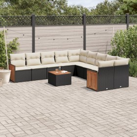 Garden sofa set 11 pieces and black synthetic rattan cushions by , Garden sets - Ref: Foro24-3228037, Price: 749,78 €, Discou...