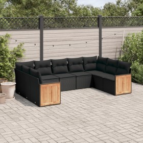 Set aus 8-teiligen Gartensofas und Kissen Kunstrattan schwarz von , Gartensets - Ref: Foro24-3227952, Preis: 573,38 €, Rabatt: %