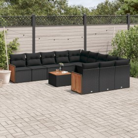 Set Gartensofas 12 Stück Kissen synthetisches Rattan schwarz von , Gartensets - Ref: Foro24-3228113, Preis: 732,93 €, Rabatt: %