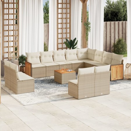 Set Gartensofas mit Kissen 13 Stück synthetisches Rattan beige von , Gartensets - Ref: Foro24-3228158, Preis: 1,00 €, Rabatt: %