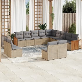 Set Gartensofas mit Kissen 13 Stück synthetisches Rattan beige von , Gartensets - Ref: Foro24-3228166, Preis: 897,26 €, Rabat...