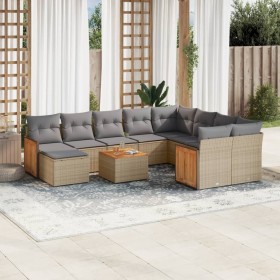 Set von 11-teiligen Gartensofas mit beigen Kissen aus synthetischem Rattan von , Gartensets - Ref: Foro24-3228243, Preis: 704...