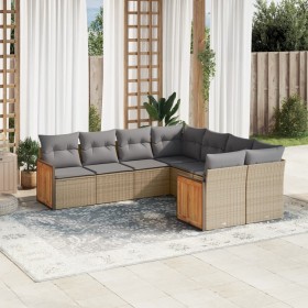 Garden sofa set with beige cushions, 8 pieces, PE rattan. by , Garden sets - Ref: Foro24-3228236, Price: 559,32 €, Discount: %