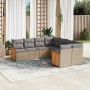 Garden sofa set with beige cushions, 8 pieces, PE rattan. by , Garden sets - Ref: Foro24-3228236, Price: 558,21 €, Discount: %