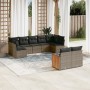 Garden furniture set 9 pieces and gray synthetic rattan cushions by , Garden sets - Ref: Foro24-3227971, Price: 595,13 €, Dis...