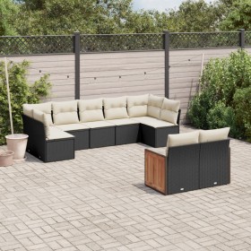 Set aus 8-teiligen Gartensofas und Kissen Kunstrattan schwarz von , Gartensets - Ref: Foro24-3227967, Preis: 570,36 €, Rabatt: %