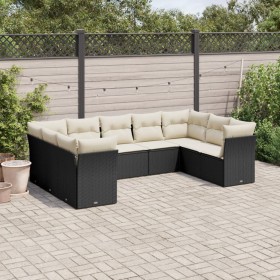 Set aus 8-teiligen Gartensofas und Kissen Kunstrattan schwarz von , Gartensets - Ref: Foro24-3218126, Preis: 560,94 €, Rabatt: %