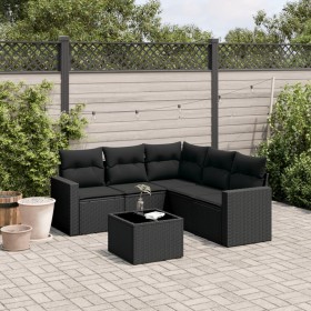 Set aus 6-teiligen Gartensofas und Kissen Kunstrattan schwarz von , Gartensets - Ref: Foro24-3218945, Preis: 381,88 €, Rabatt: %