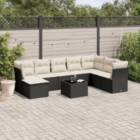 Set aus 8-teiligen Gartensofas und Kissen Kunstrattan schwarz von , Gartensets - Ref: Foro24-3218056, Preis: 555,68 €, Rabatt: %