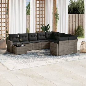 Set de sofás de jardín 10 pzas con cojines ratán sintético gris de , Conjuntos de jardín - Ref: Foro24-3219450, Precio: 653,3...