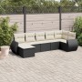 7-teiliges Garten-Esszimmerset und Kissen synthetisches Rattan schwarz von , Modulare Sofas für den Außenbereich - Ref: Foro2...