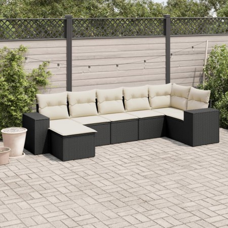 7-teiliges Garten-Esszimmerset und Kissen synthetisches Rattan schwarz von , Gartensets - Ref: Foro24-3222875, Preis: 480,38 ...