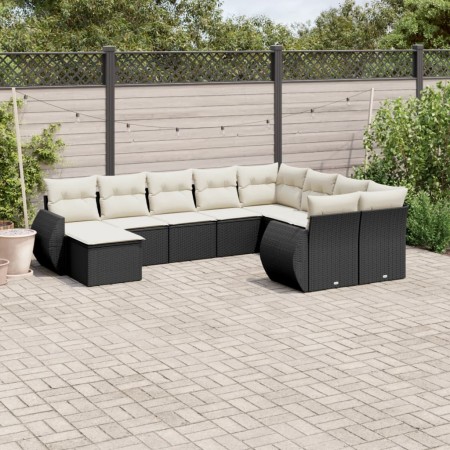 Set Gartensofas 10 Stück Kissen synthetisches Rattan schwarz von , Modulare Sofas für den Außenbereich - Ref: Foro24-3221855,...