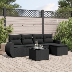 Set aus 6-teiligen Gartensofas und Kissen Kunstrattan schwarz von , Gartensets - Ref: Foro24-3221294, Preis: 364,52 €, Rabatt: %