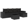 Set aus 6-teiligen Gartensofas und Kissen Kunstrattan schwarz von , Modulare Sofas für den Außenbereich - Ref: Foro24-3222494...