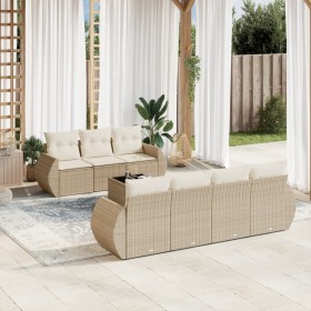 Garden sofa set with beige cushions, 8 pieces, PE rattan. by , Garden sets - Ref: Foro24-3221127, Price: 757,08 €, Discount: %