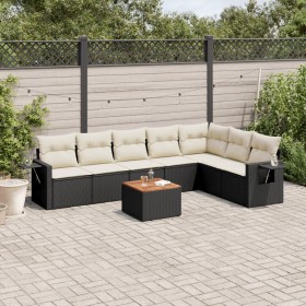 Set aus 8-teiligen Gartensofas und Kissen Kunstrattan schwarz von , Modulare Sofas für den Außenbereich - Ref: Foro24-3224593...