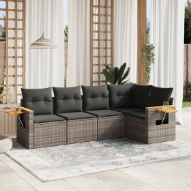 Set Gartensofas mit Kissen 5 Stück synthetisches Rattangrau von , Gartensets - Ref: Foro24-3226788, Preis: 366,52 €, Rabatt: %