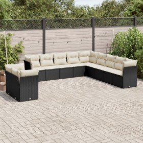 Garden sofa set 11 pieces and black synthetic rattan cushions by , Garden sets - Ref: Foro24-3217876, Price: 738,98 €, Discou...