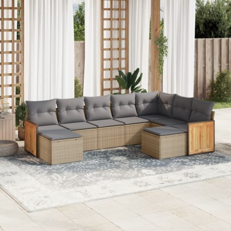 9-piece garden sofa set with beige synthetic rattan cushions by , Garden sets - Ref: Foro24-3228222, Price: 601,43 €, Discoun...