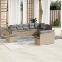 Set Gartensofas mit beigen Kissen 10 Stück synthetisches Rattan von , Gartensets - Ref: Foro24-3227753, Preis: 680,54 €, Raba...