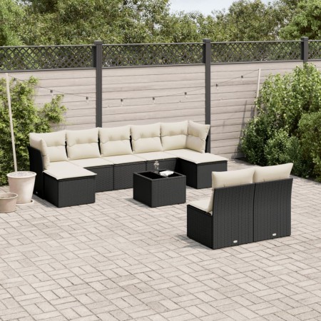 Garden sofa set 10 pieces with black synthetic rattan cushions by , Garden sets - Ref: Foro24-3218276, Price: 572,14 €, Disco...