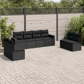 Set aus 8-teiligen Gartensofas und Kissen Kunstrattan schwarz von , Gartensets - Ref: Foro24-3218835, Preis: 450,46 €, Rabatt: %