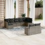 Set de muebles de jardín 9 pzas y cojines ratán sintético gris de , Conjuntos de jardín - Ref: Foro24-3219410, Precio: 588,59...