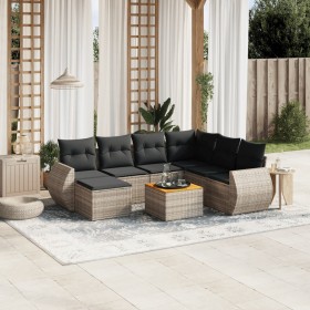 Garden sofa set 8 pieces and gray synthetic rattan cushions by , Garden sets - Ref: Foro24-3225122, Price: 508,99 €, Discount: %