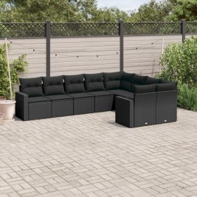 Set aus 8-teiligen Gartensofas und Kissen Kunstrattan schwarz von , Modulare Sofas für den Außenbereich - Ref: Foro24-3251772...