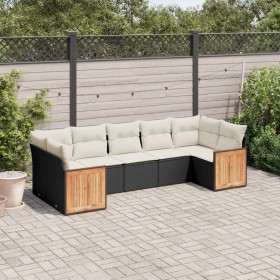 7-teiliges Garten-Esszimmerset und Kissen synthetisches Rattan schwarz von , Gartensets - Ref: Foro24-3227946, Preis: 495,41 ...