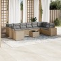 Set von 11-teiligen Gartensofas mit beigen Kissen aus synthetischem Rattan von , Gartensets - Ref: Foro24-3223078, Preis: 788...