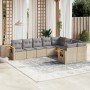 Set mit 9 Gartensofas mit beigen Kissen aus synthetischem Rattan von , Gartensets - Ref: Foro24-3227144, Preis: 609,46 €, Rab...