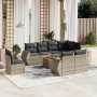 Garden furniture set 9 pieces and gray synthetic rattan cushions by , Garden sets - Ref: Foro24-3225101, Price: 669,01 €, Dis...