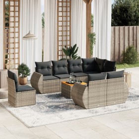 Garden furniture set 9 pieces and gray synthetic rattan cushions by , Garden sets - Ref: Foro24-3225101, Price: 651,99 €, Dis...