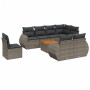 Garden furniture set 9 pieces and gray synthetic rattan cushions by , Garden sets - Ref: Foro24-3225101, Price: 669,01 €, Dis...