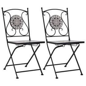 Mosaic bistro chairs 2 units gray by vidaXL, Garden chairs - Ref: Foro24-46716, Price: 139,99 €, Discount: %