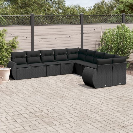 Set Gartensofas 10 Stück Kissen synthetisches Rattan schwarz von , Modulare Sofas für den Außenbereich - Ref: Foro24-3221904,...