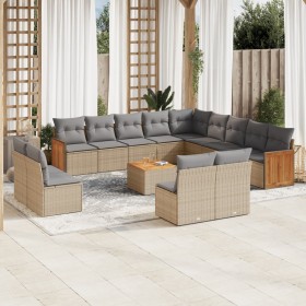 Garden furniture set, 14 pieces with beige synthetic rattan cushions. by , Garden sets - Ref: Foro24-3260575, Price: 925,34 €...