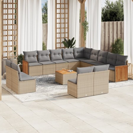 Garden furniture set, 14 pieces with beige synthetic rattan cushions. by , Garden sets - Ref: Foro24-3260575, Price: 914,99 €...