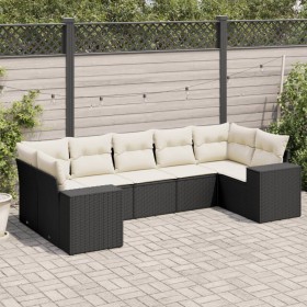 7-teiliges Garten-Esszimmerset und Kissen synthetisches Rattan schwarz von , Gartensets - Ref: Foro24-3222985, Preis: 514,70 ...