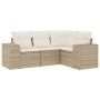 Juego de sofás jardín con cojines 4 pzas ratán sintético beige de , Sofás modulares de exterior - Ref: Foro24-3222507, Precio...