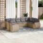 Set mit 9 Gartensofas mit beigen Kissen aus synthetischem Rattan von , Modulare Sofas für den Außenbereich - Ref: Foro24-3221...