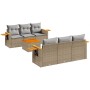 Set of 7-piece garden sofas and beige synthetic rattan cushions by , Garden sets - Ref: Foro24-3226633, Price: 527,08 €, Disc...