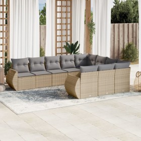 Garden sofa set with beige cushions, 10 pieces, made of synthetic rattan. by , Modular outdoor sofas - Ref: Foro24-3221888, P...