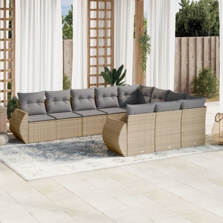 Set Gartensofas mit beigen Kissen 10 Stück synthetisches Rattan von , Modulare Sofas für den Außenbereich - Ref: Foro24-32218...