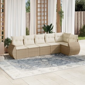 Garden sofa set with 6-piece synthetic rattan beige cushions by , Garden sets - Ref: Foro24-3221387, Price: 531,55 €, Discoun...