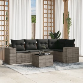 6-piece garden furniture set with gray synthetic rattan cushions by , Modular outdoor sofas - Ref: Foro24-3222539, Price: 437...