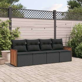 4-piece garden sofa set with black synthetic rattan cushions by , Garden sets - Ref: Foro24-3227448, Price: 246,73 €, Discoun...