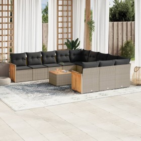 Garden sofa set 12 pieces with gray synthetic rattan cushions by , Garden sets - Ref: Foro24-3228118, Price: 776,51 €, Discou...